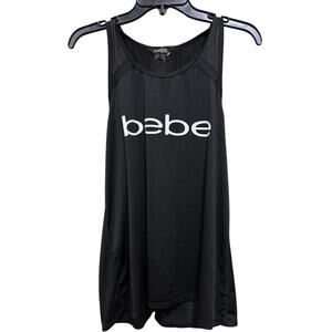 bebe sport Tank Top WomensXL Black Racerback Athletic Workout Logo Gym Yoga